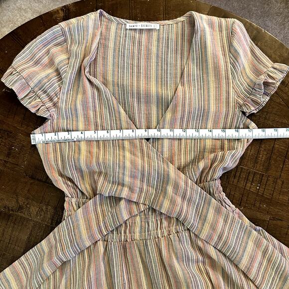 Saints + Secrets Anthea tie Front Layered Frill linen Dress Size S - Picture 8 of 9